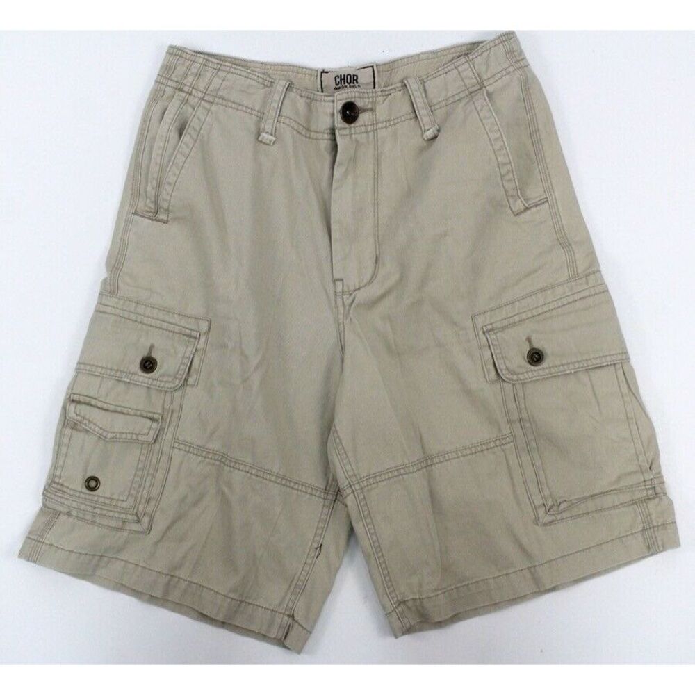 mens beige CHOR cargo shorts twill cotton classic 30 x‎ 11
